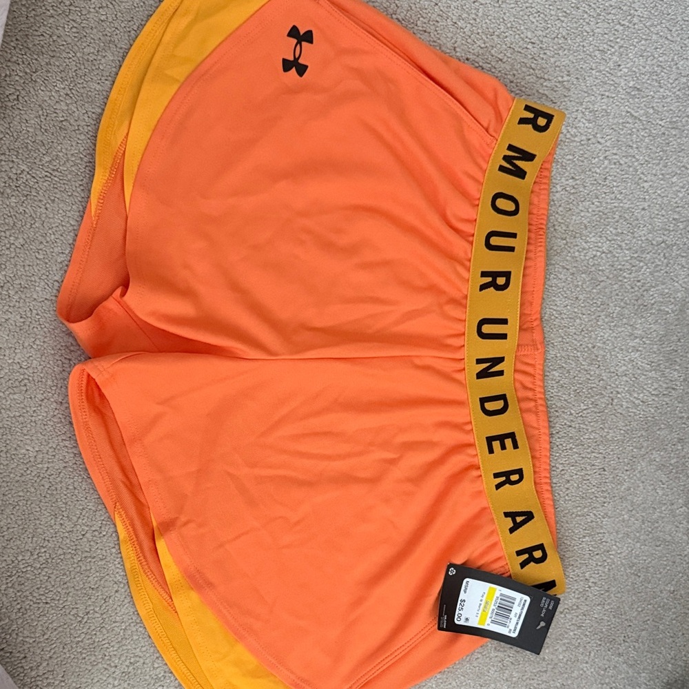 Under Armour Play Up 3.0 Shorts, women’s - Vibrant Orange - NWT, size M